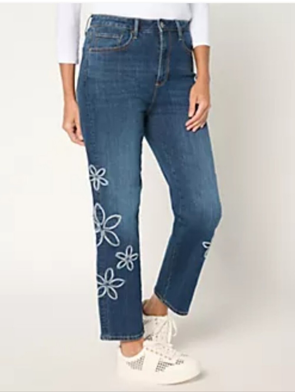 Driftwood Jeans Royce Straight Leg Embroidered Dark Blue Women’s Jeans Size 12